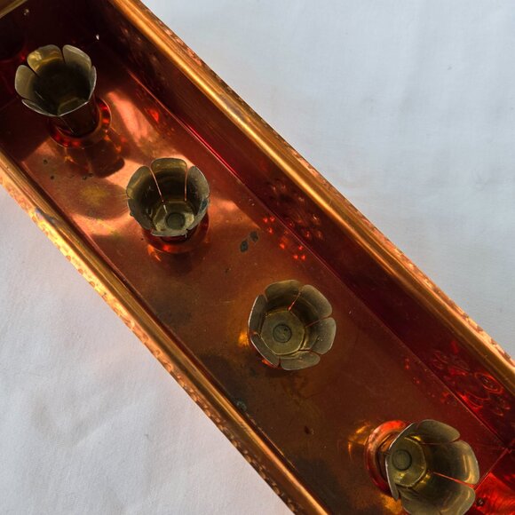 Copper Advent Candle Holder with Brass Handles - Picture 4 of 7